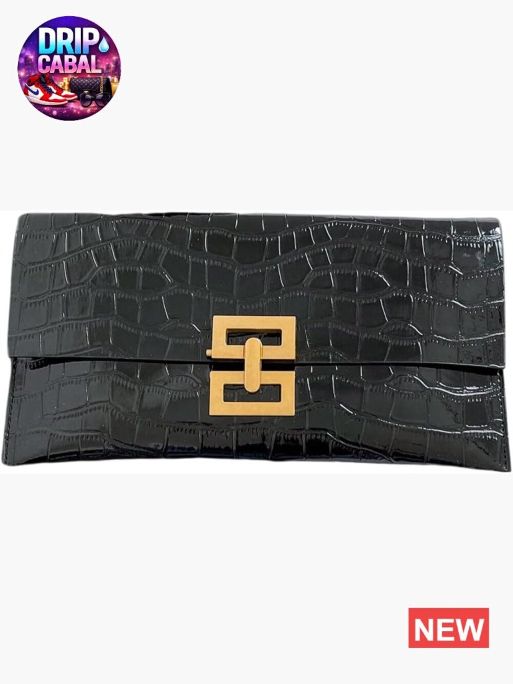 Faux Leather Metallic Envelope Clutch Evening Bag